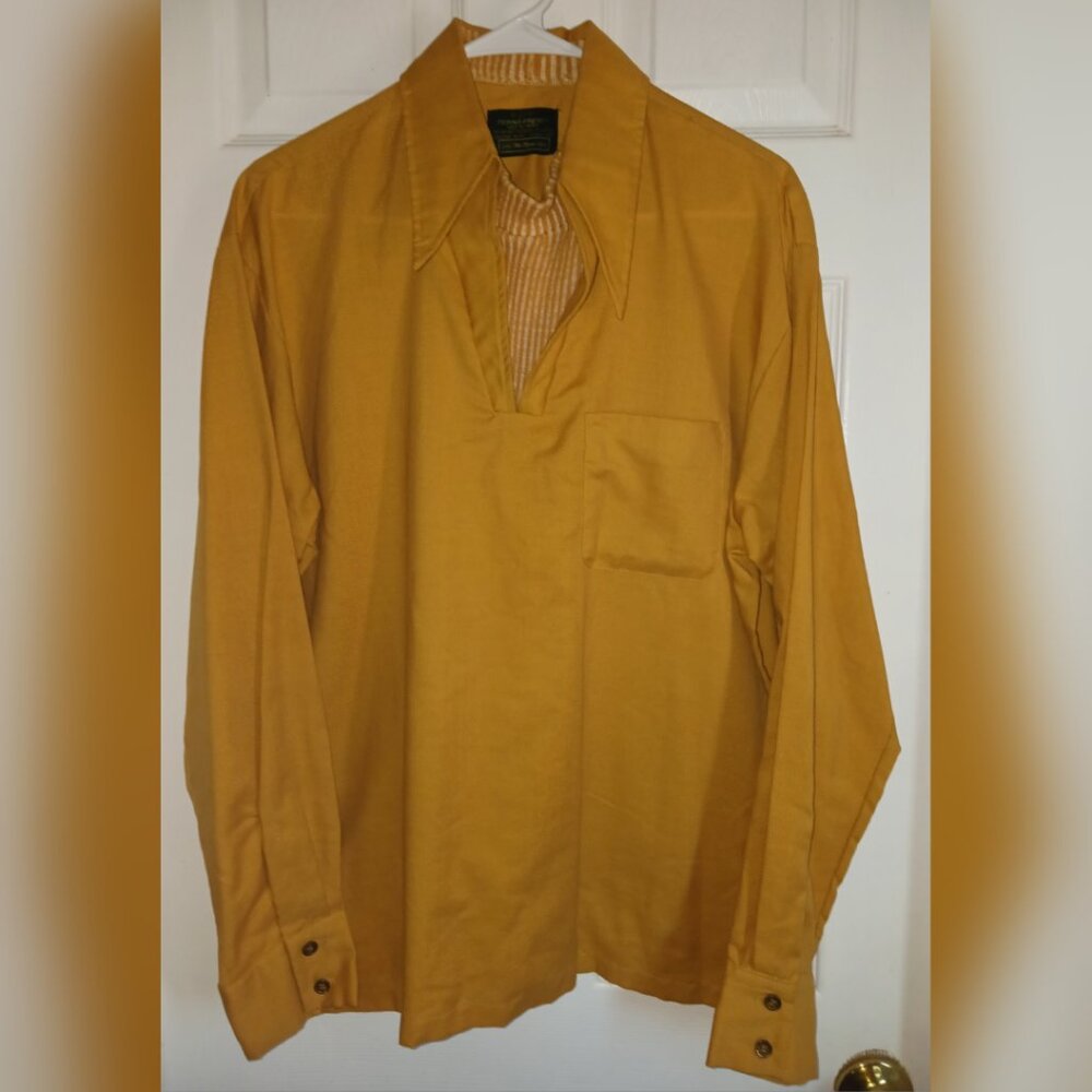 VTG Sears Men's Perma Prest Yellow Long Sleeve With Attached Ribbed Turtleneck L